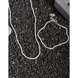 Minimalist S925 sterling silver necklace and bracelet set with sparkling star texture