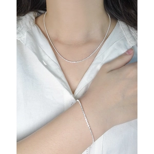 Minimalist S925 sterling silver cauliflower chain necklace and bracelet jewelry set for women