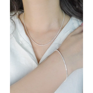 Minimalist S925 sterling silver rope chain necklace and bracelet set for a modern look