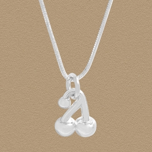 Collier Pendentif Cerise en Argent Sterling S925 pour Femmes Style Coréen Minimaliste Chaîne d'Os de Serpent Bijoux Cadeau