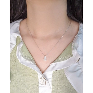 Collier minimaliste en argent S925 avec pendentif cerise sur chaîne serpent pour femme