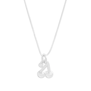 Collier minimaliste en argent sterling S925 avec pendentif cerise et chaîne serpent fine