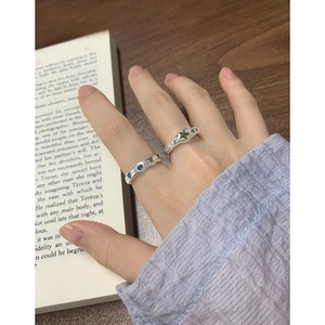 S925 sterling silver rings set with green star zircon and colorful gemstone details