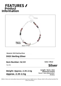 Detailed specs of S925 sterling silver beaded bracelet with colorful tourmaline stones