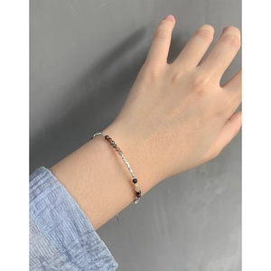Elegant S925 sterling silver beaded bracelet with colorful tourmaline stones on a woman's wrist