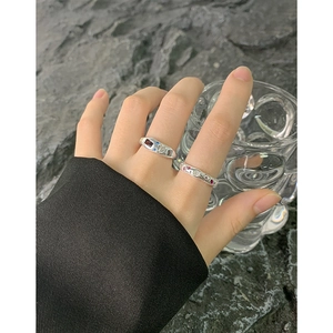 Chic S925 silver open rings with colorful zircon stones in a wavy lava design