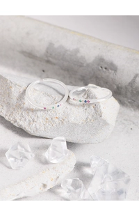 Detailed view of S925 sterling silver ring featuring colorful cubic zirconia stones