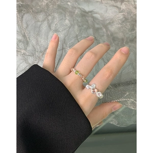 Elegant S925 silver bow ring set with heart moonstone and colorful gems for women