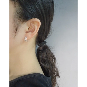 Elegant S925 sterling silver hoop earrings with minimalist cross line design for women