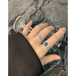 Unregelmäßiges S925 Sterlingsilber Ring-Set mit buntem Opal-Stein für Damen Design