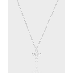925 Sterling Silver Cross Pendant Necklace Zirconia Clavicle Chain Minimalist Fine Jewelry Birthday Gift for Women