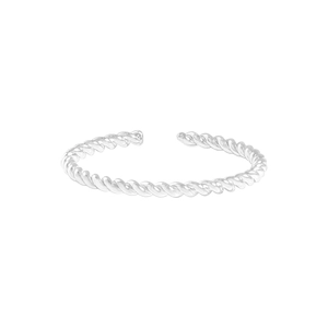 Minimalist S925 sterling silver twisted rope open ring with adjustable band for women