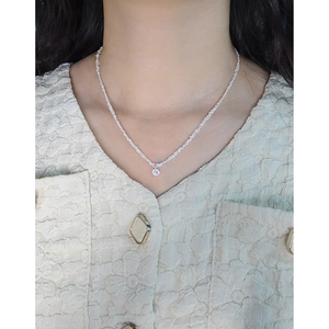 Collier multicouche minimaliste en argent sterling S925 avec pendentif zircon pour femme