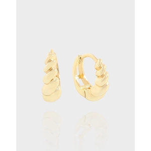 925 Sterling Silver Croissant Hoop Earrings French Vintage Twisted Texture Huggie Earrings Gold Silver Minimalist Jewelry