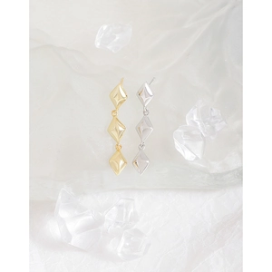 S925 sterling silver long tassel cross star earrings in gold and silver finish