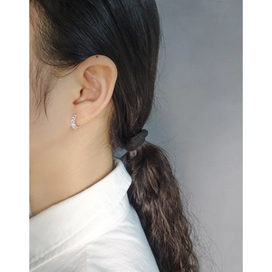Minimalist S925 sterling silver croissant hoop earrings with textured twist design