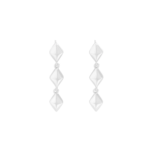 Elegant S925 sterling silver drop earrings with three polished rhombus link dangles
