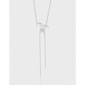 925 Sterling Silver Heart Tassel Necklace For Women Korean INS Style Minimalist Niche Design S925 Silver Clavicle Chain Jewelry