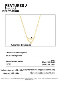 Spezifikationstabelle für S925 Sterling Silber Herzanhänger mit Abmessungen