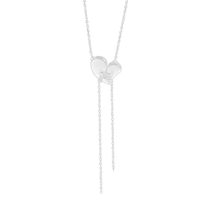 Elegant S925 sterling silver heart necklace with unique tassel fringe on white background