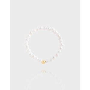 Minimalist 925 Sterling Silver Beaded Ring For Women White Artificial Pearl Elastic Finger Ring Gold Plated Jewelry Hand Decor Gift