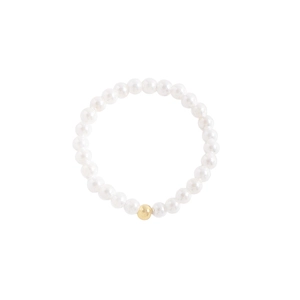 Minimalist S925 silver ring featuring 2mm white pearls and a gold accent bead
