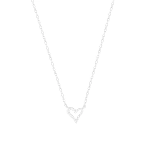 Minimalistische S925 Sterling Silber Halskette mit hohlem Herzanhänger für Damen