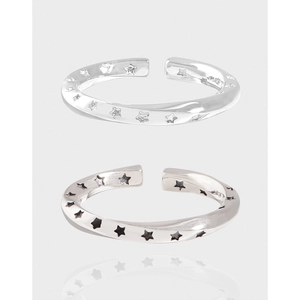 Bague Ouverte en Argent Sterling 925 Étoile Moebius Torsadée pour Femmes Bague Réglable Minimaliste Bijoux Célestes