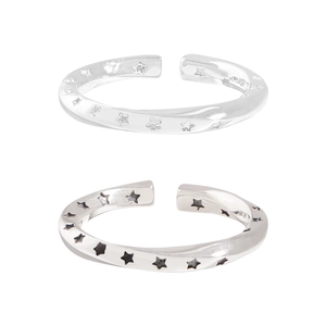 Bagues Mobius en argent sterling S925 avec étoiles et anneau ouvert réglable pour femme