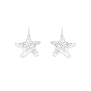 Orecchini a perno a stella marina minimalisti in argento S925 con trama satinata