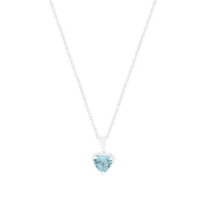 Collier minimaliste en argent S925 avec pendentif cœur en pierre bleu clair