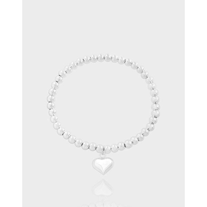 Bracelet Perlé en Argent Sterling 925 avec Cœur pour Femme Bracelet Minimaliste Élastique en Argent S925 avec Charme de Cœur Cadeau