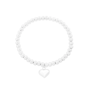 Bracelet à billes en argent sterling S925 minimaliste avec pendentif en forme de cœur