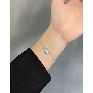 Elegant S925 sterling silver heart pendant bracelet for women on wrist model