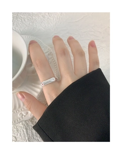 Detailed view of an S925 silver irregular ring featuring pink and white zircons