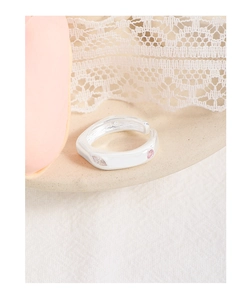 Detail of adjustable S925 silver ring with pink and white marquise zircons on lace