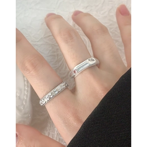 S925 sterling silver geometric rings set with pink and clear zircons on hand