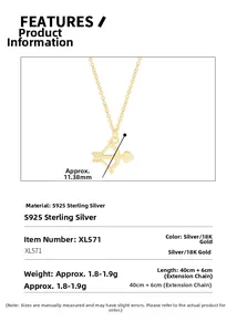 Dettagli tecnici della collana freccia di Cupido in argento S925 con misure e peso