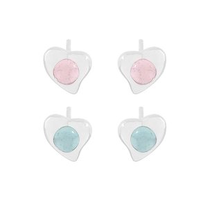 Minimalist S925 sterling silver asymmetric heart crystal stud earrings set for women