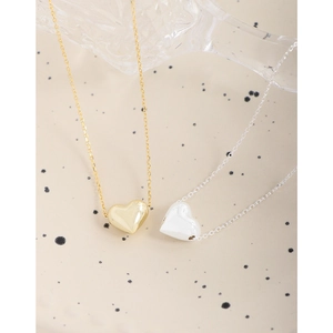 Colliers avec pendentif cœur bombé en argent sterling S925 finitions dorée et argentée