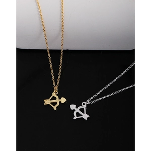 Collana con ciondolo a arco e freccia di Cupido in argento sterling S925 oro e argento