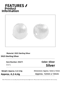 S925 sterling silver hoop earrings with brushed metal texture and 13mm diameter