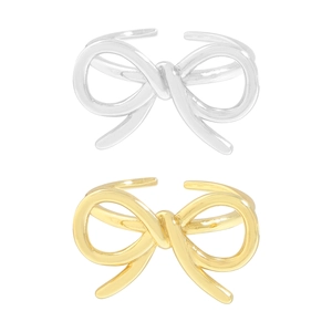Polished S925 sterling silver bow knot open rings in gold and silver finish