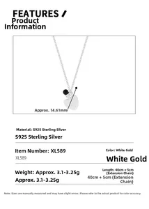 Detailed specs of S925 sterling silver perfume bottle heart necklace with black bead