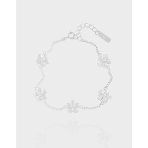 Bracelet Fleur en Argent Sterling 925 pour Femme Minimaliste Petit Bracelet Chaîne Florale Géométrique Réglable Bijoux Cadeau