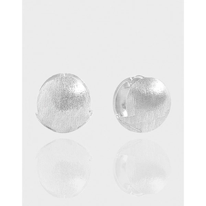 Korean Style S925 Sterling Silver Minimalist Brushed Round Ball Stud Earrings For Women Personalized Ins Geometric Jewelry