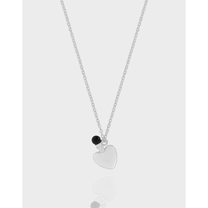 925 Sterling Silver Heart Perfume Bottle Pendant Necklace Black Agate Minimalist INS Style Clavicle Chain Jewelry For Women