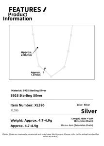 Detailed technical specifications for S925 sterling silver bamboo link chain necklace