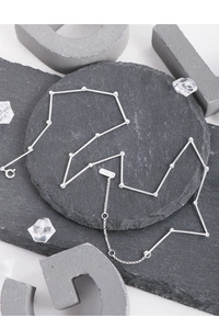 Detail of S925 sterling silver bamboo joint chain necklace with lobster clasp and extender