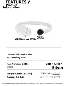 Detailed S925 silver U-shaped ring specifications showing agate bead and band dimensions